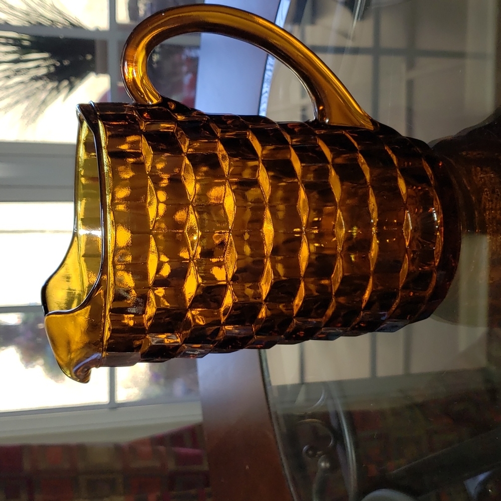 💘VINTAGE INDIANA AMBER COLONY WHITEHALL GOBLET WATER PARFAIT GLASS PITCHER LGE - Picture 4 of 12